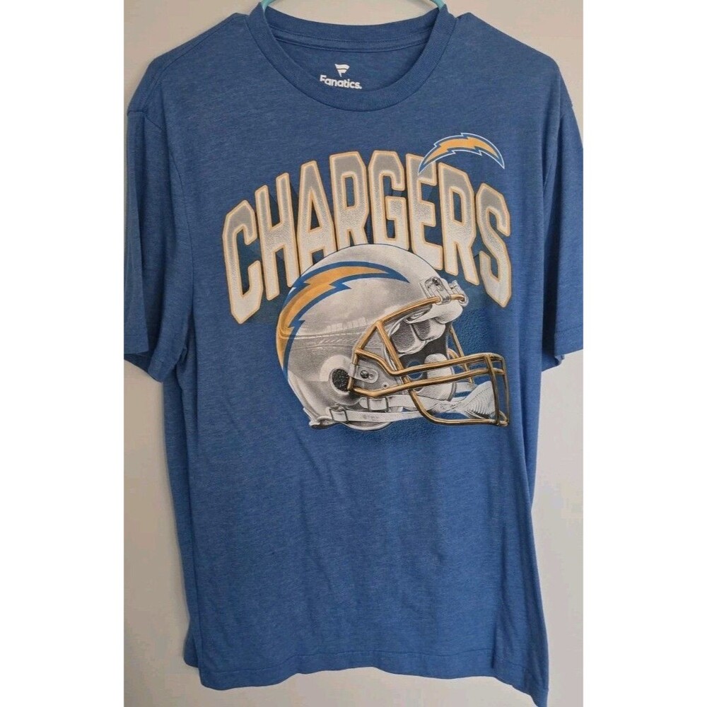 Fanatics NFL Los Angeles Chargers Helmet Wordmark T-Shirt Blue Men's Medium M